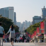 Ein Blick vom Century Park nach Pudong